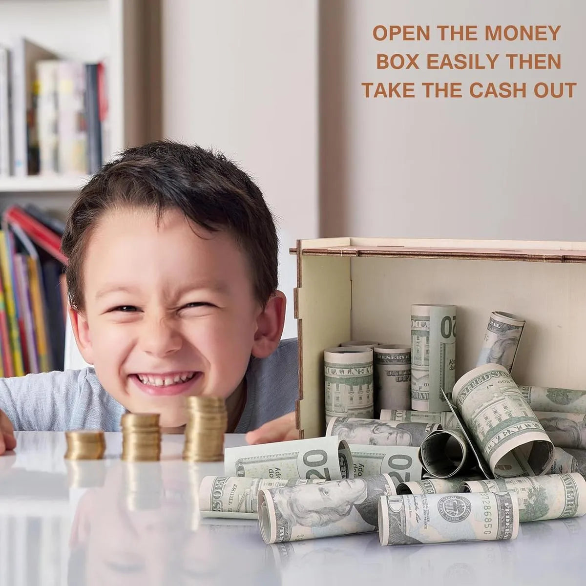 Mroace Wooden Digital Counting Coin Bank Savings Box