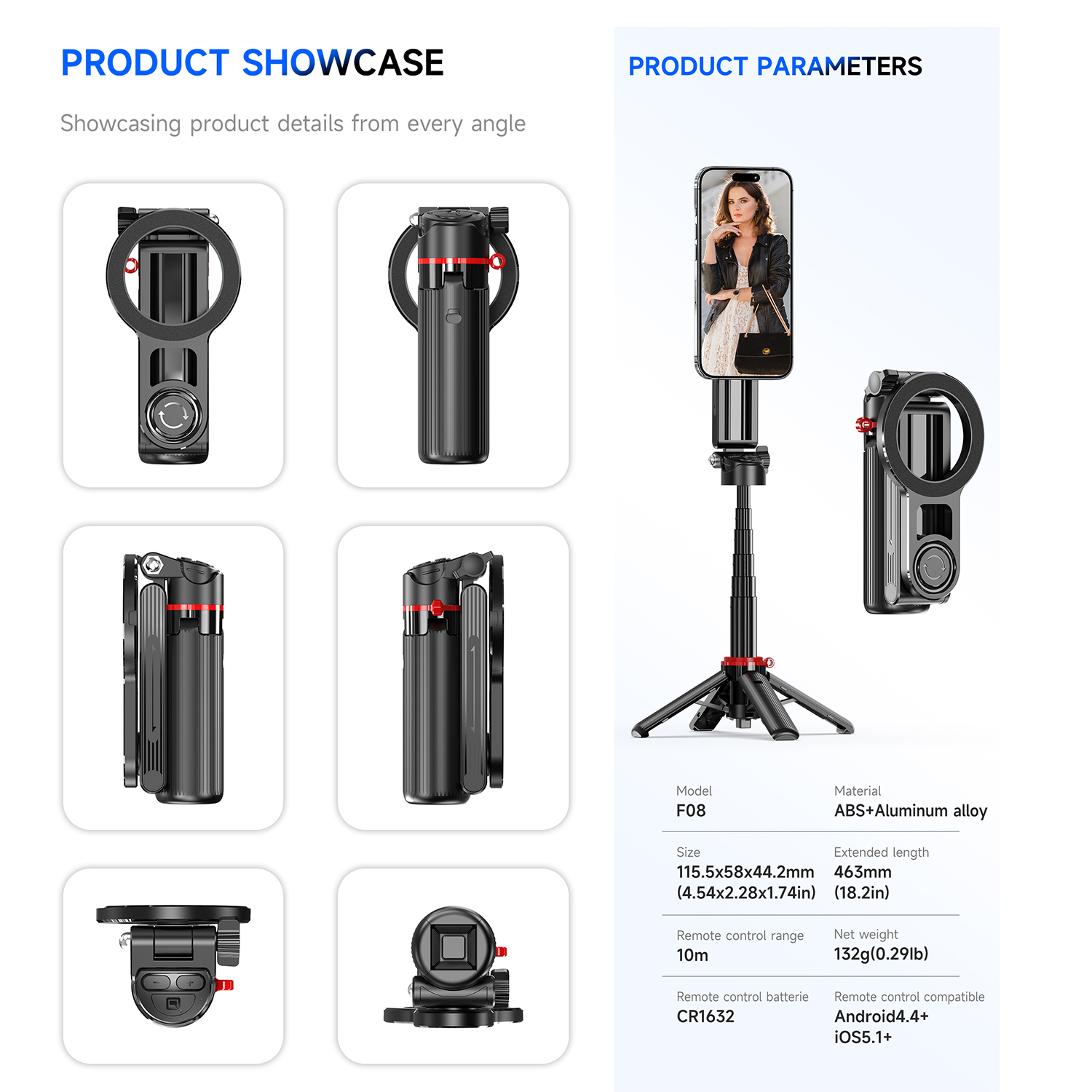 Mroace 4-in-1 Multifunctional Magnetic Selfie Stick