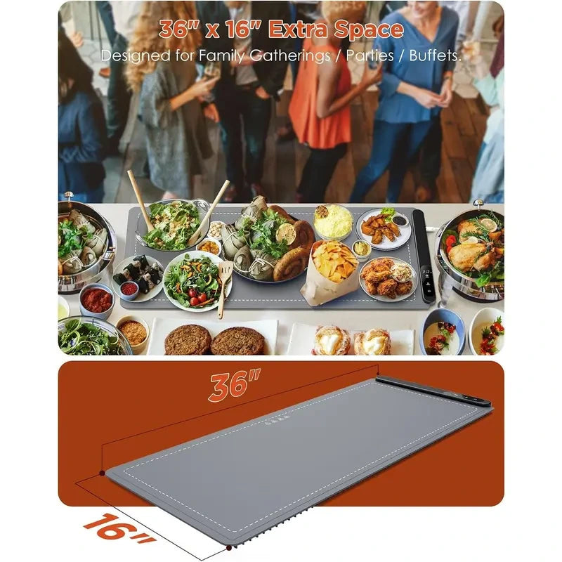 Mroace Roll-Up Electric Food Warming Mat 6 Heat Settings 6 Hour Timer