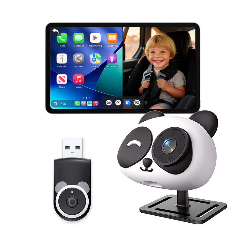 Mroace 1080P HD Baby Car Camera with Wireless CarPlay Adapter