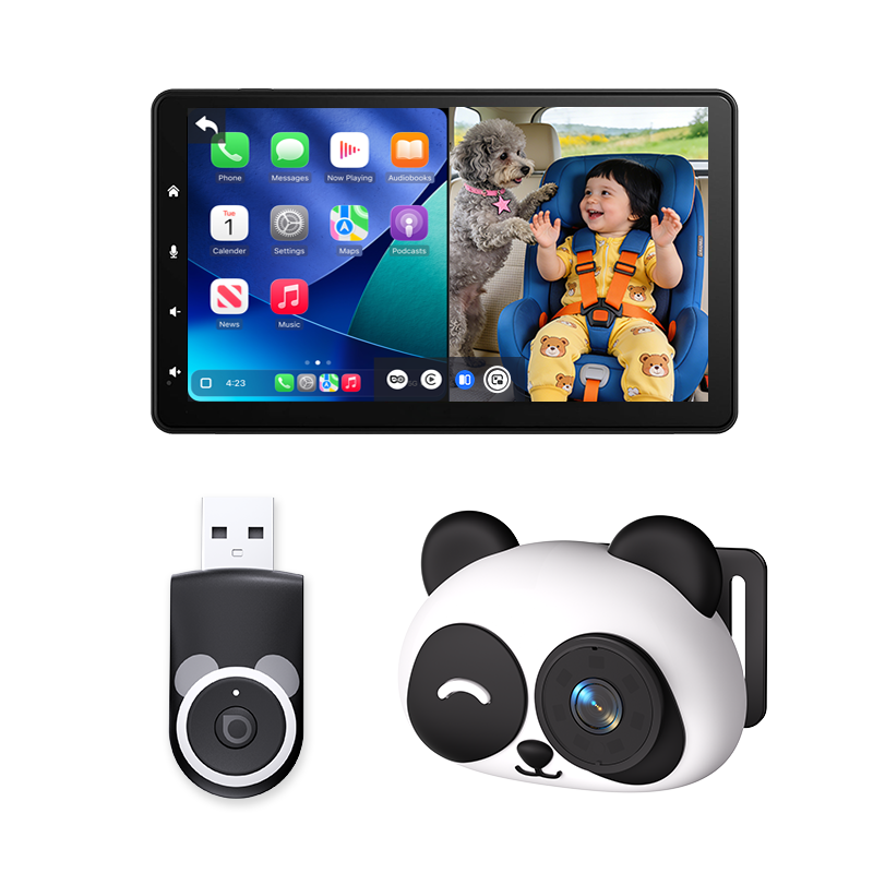 Mroace 1080P HD Baby Car Camera with Wireless CarPlay Adapter