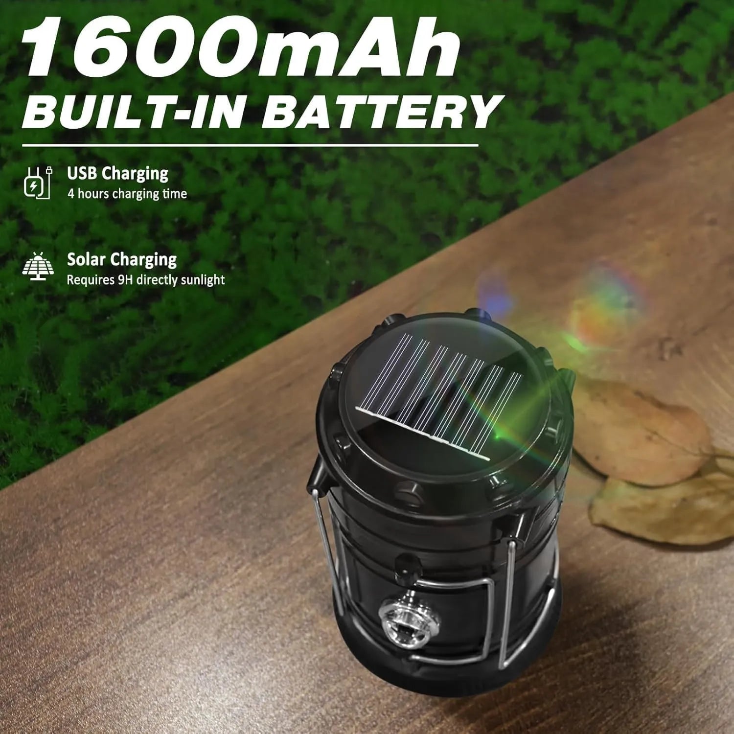 Mroace Solar Rechargeable Collapsible LED Lantern Flashlight