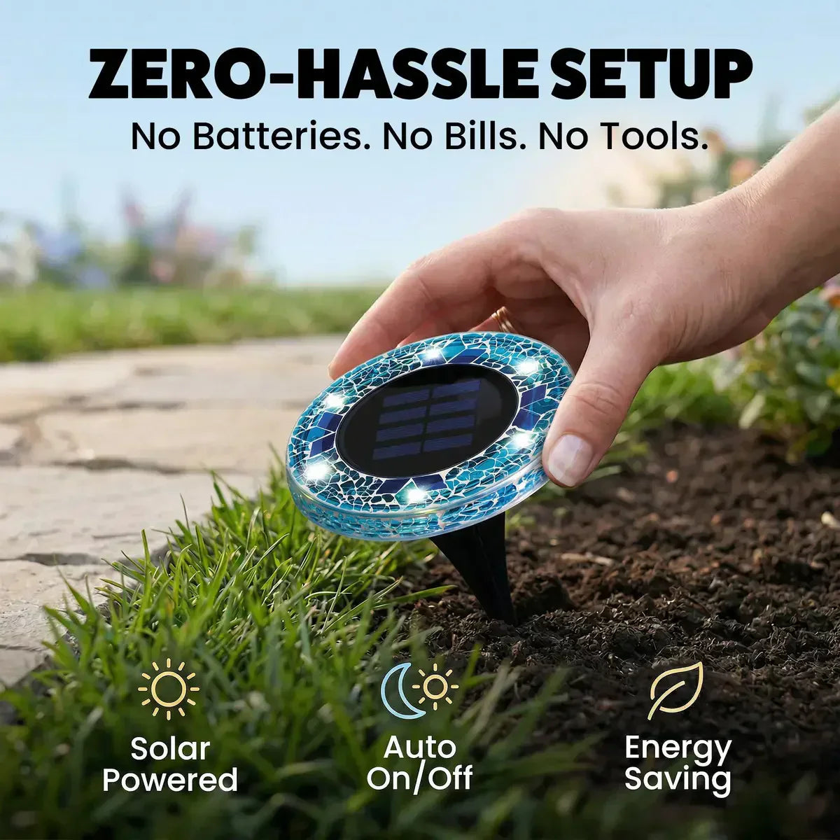 Mroace Waterproof Solar Mosaic Disk Lights