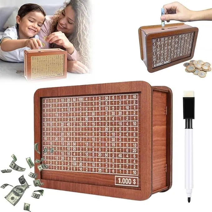 Mroace Wooden Digital Counting Coin Bank Savings Box