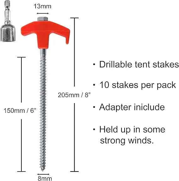 Mroace Heavy Duty Screw In Metal Tent Stakes