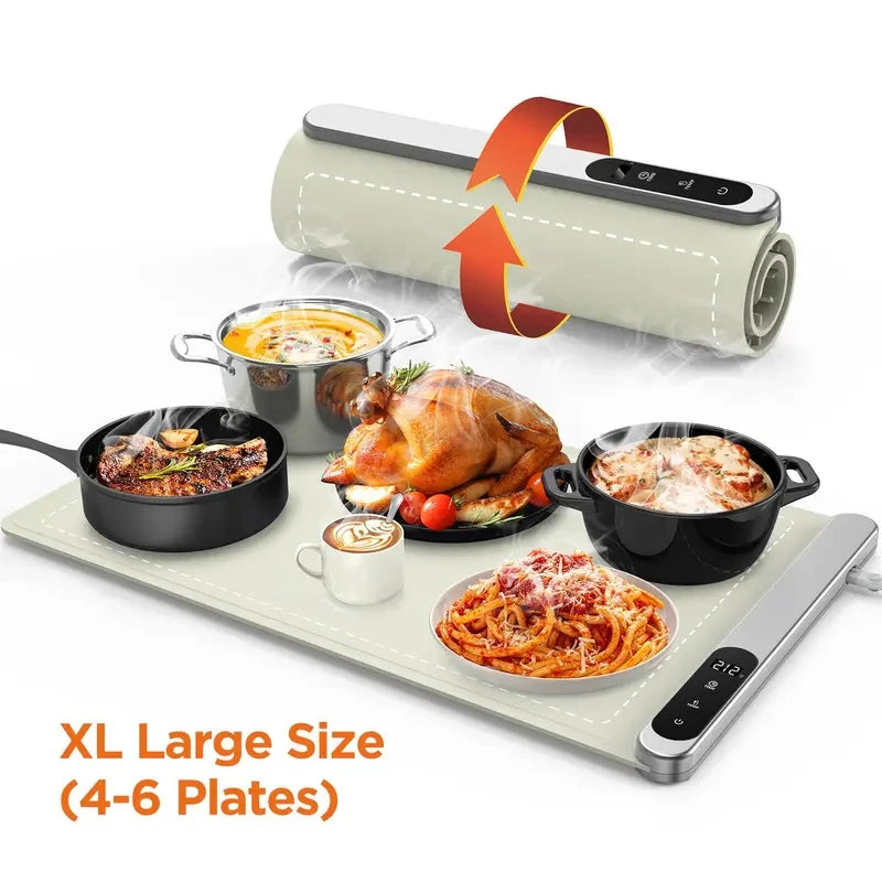 Mroace Roll-Up Electric Food Warming Mat 6 Heat Settings 6 Hour Timer