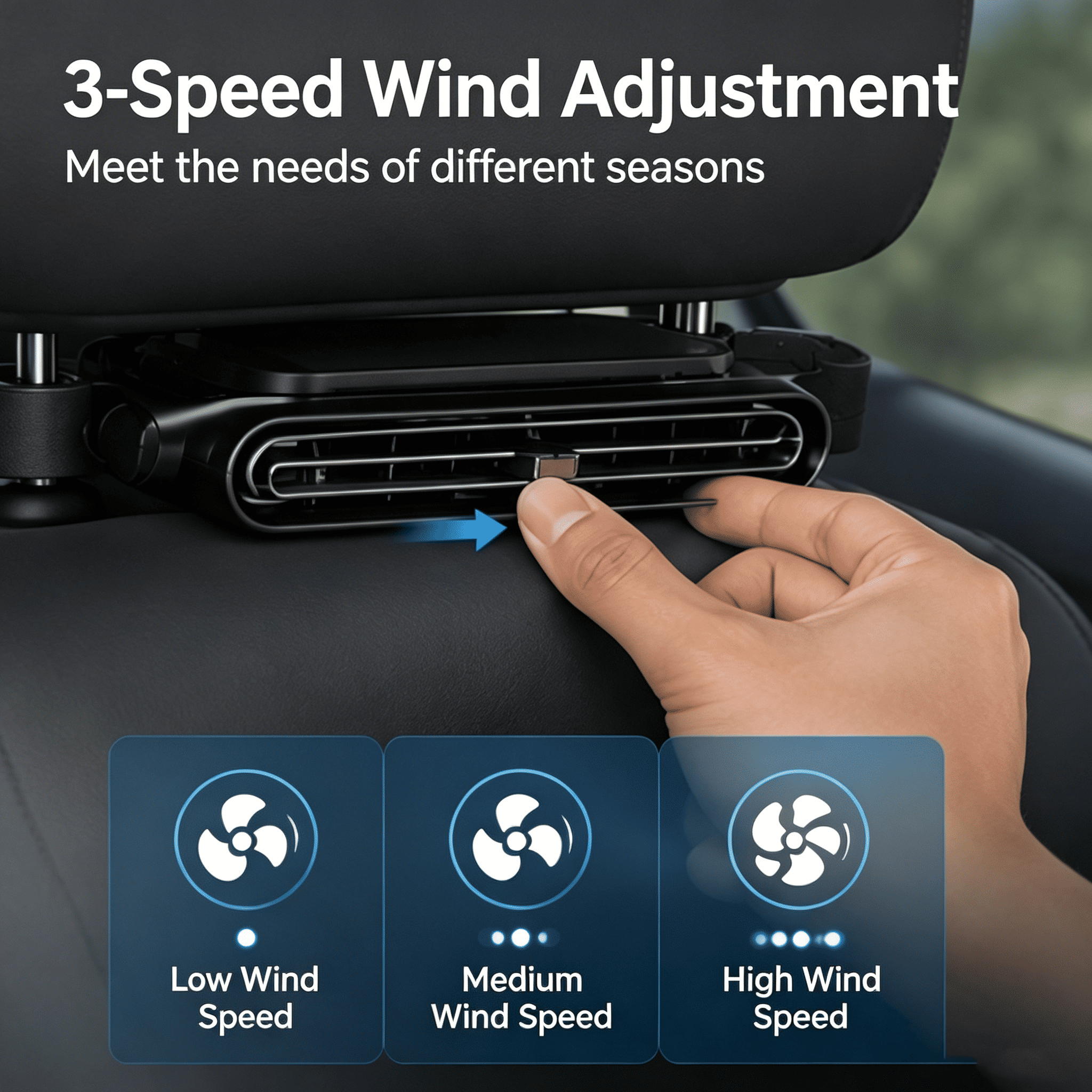 Mroace Portable Car Seat Cooling Fan, 9000RPM Fast Cooling