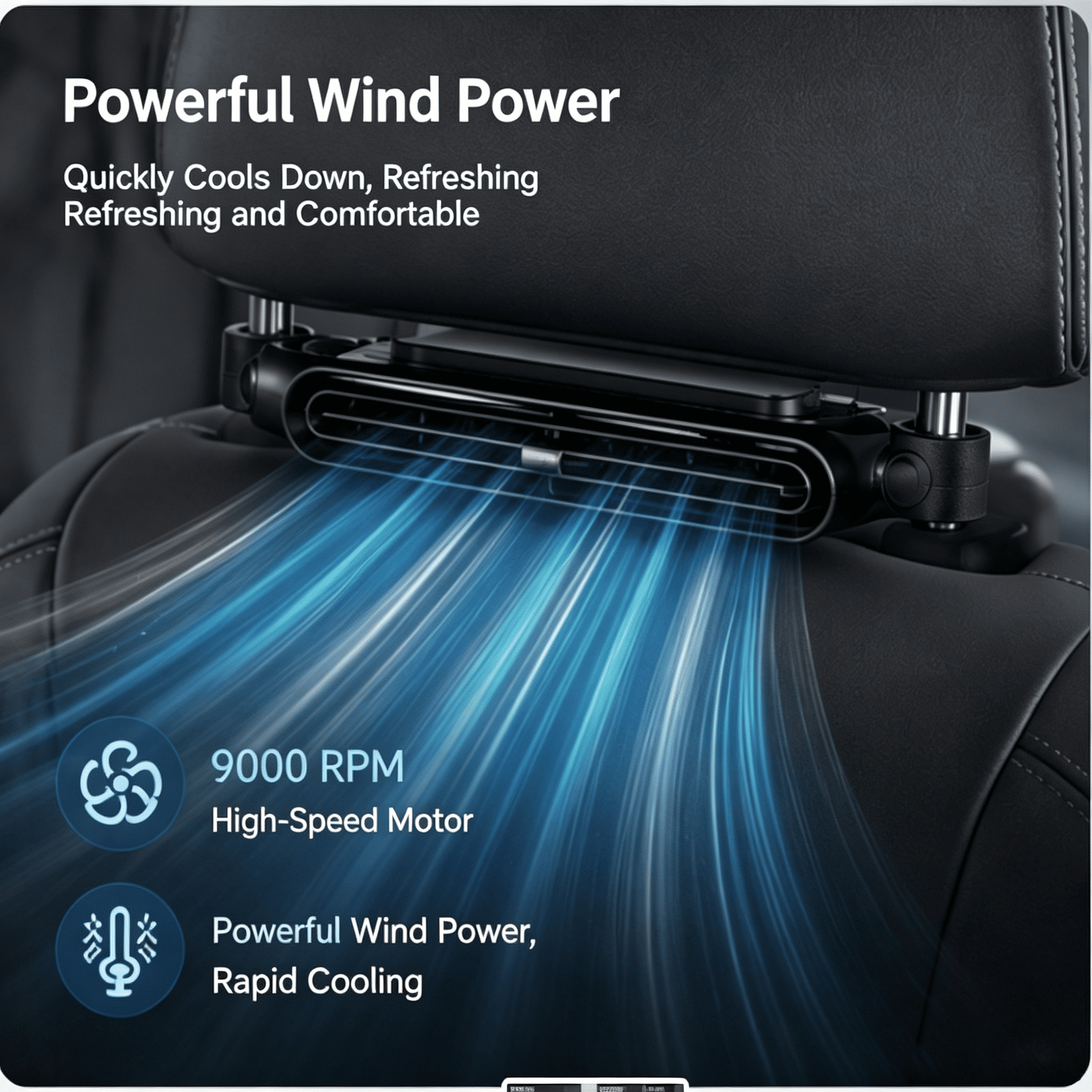 Mroace Portable Car Seat Cooling Fan, 9000RPM Fast Cooling