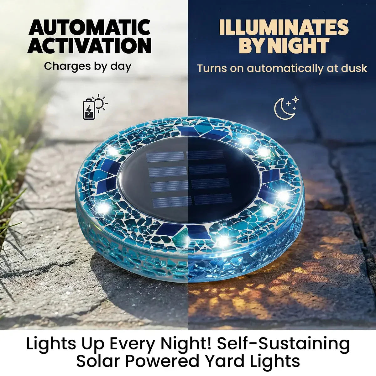 Mroace Waterproof Solar Mosaic Disk Lights