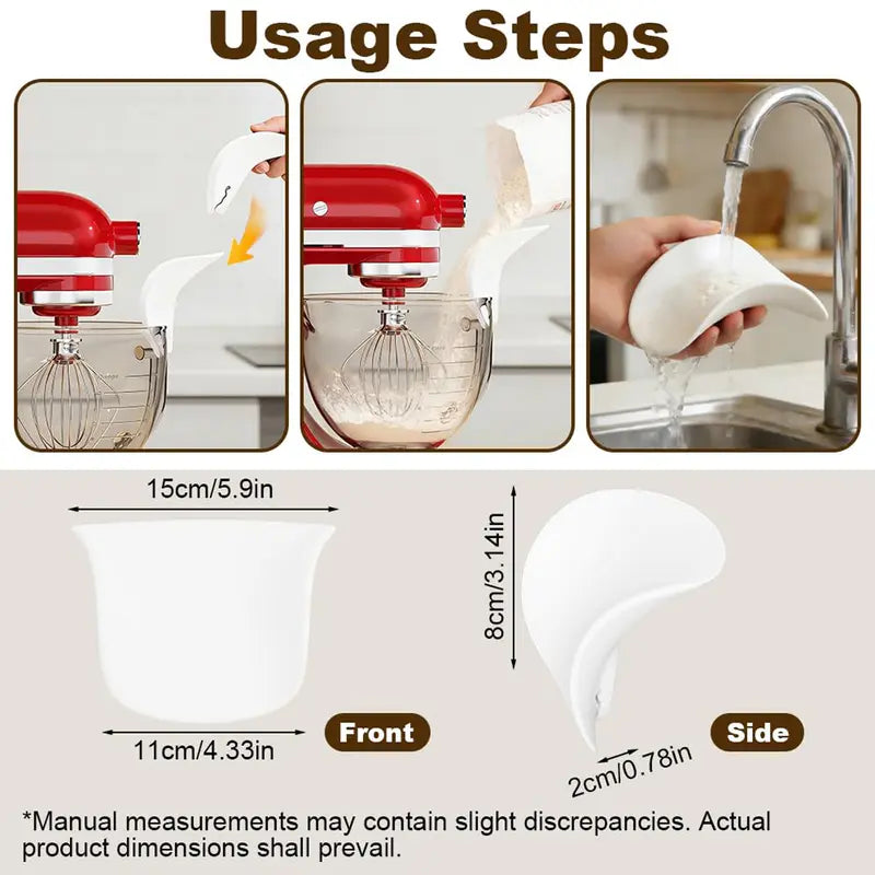 Mroace Easy Pour Flour Funnel for Tilt Head Stand Mixers