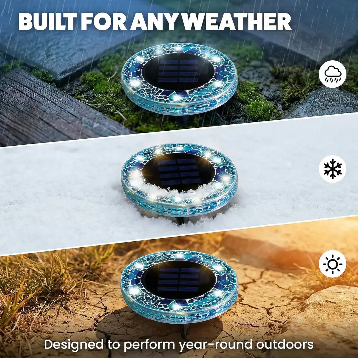 Mroace Waterproof Solar Mosaic Disk Lights