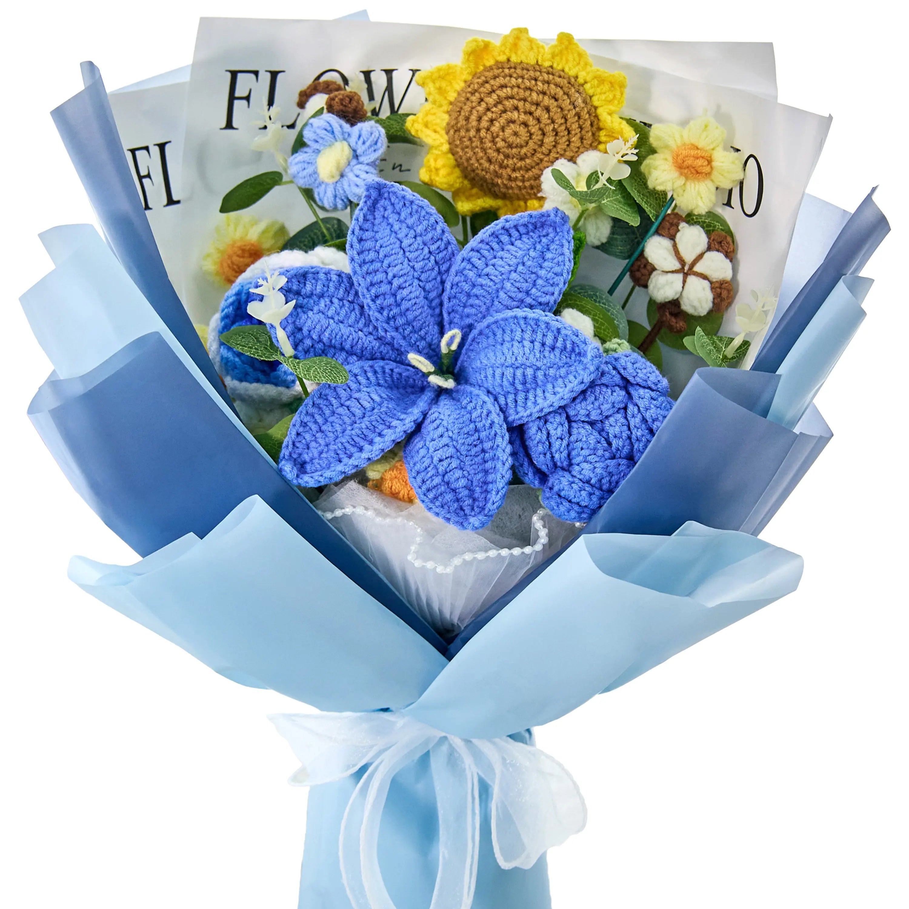 Mroace Handmade Large Crochet Graduation Flowers Bouquet