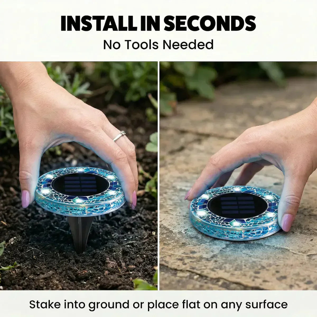 Mroace Waterproof Solar Mosaic Disk Lights