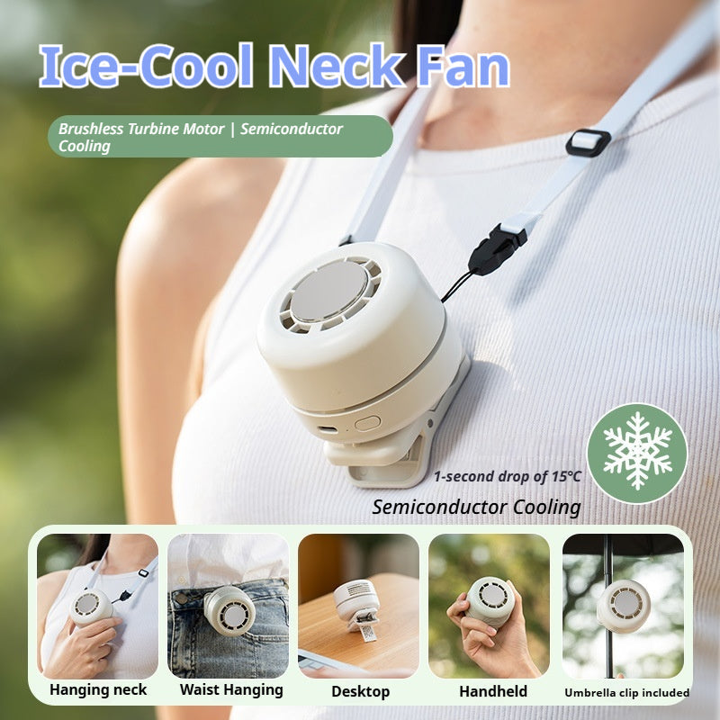2026 New Portable Neck Cooling Fan, Mini Personal Fan with Rain-Clamping, Hands-Free for Desktop Outdoor Travel