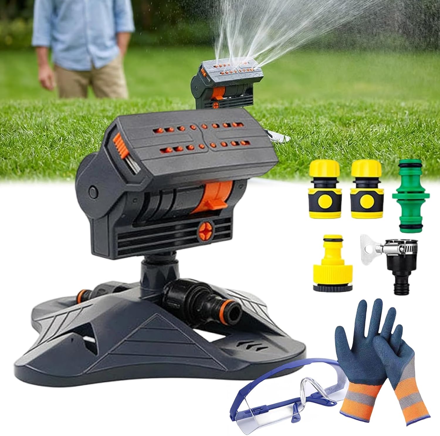 Mroace Wide-Coverage Adjustable Oscillating Lawn Sprinkler