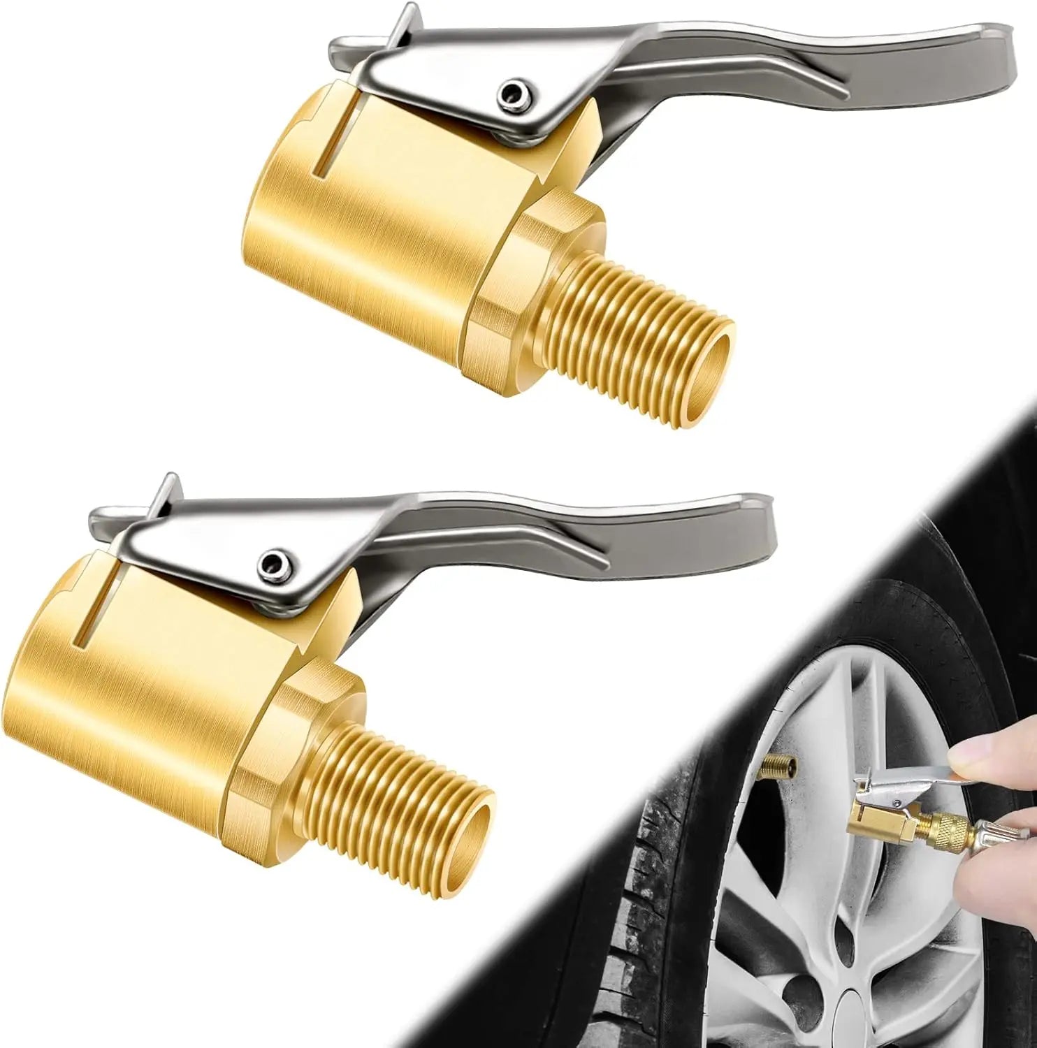 Mroace Brass Locking Tire Air Chuck Adapter Set