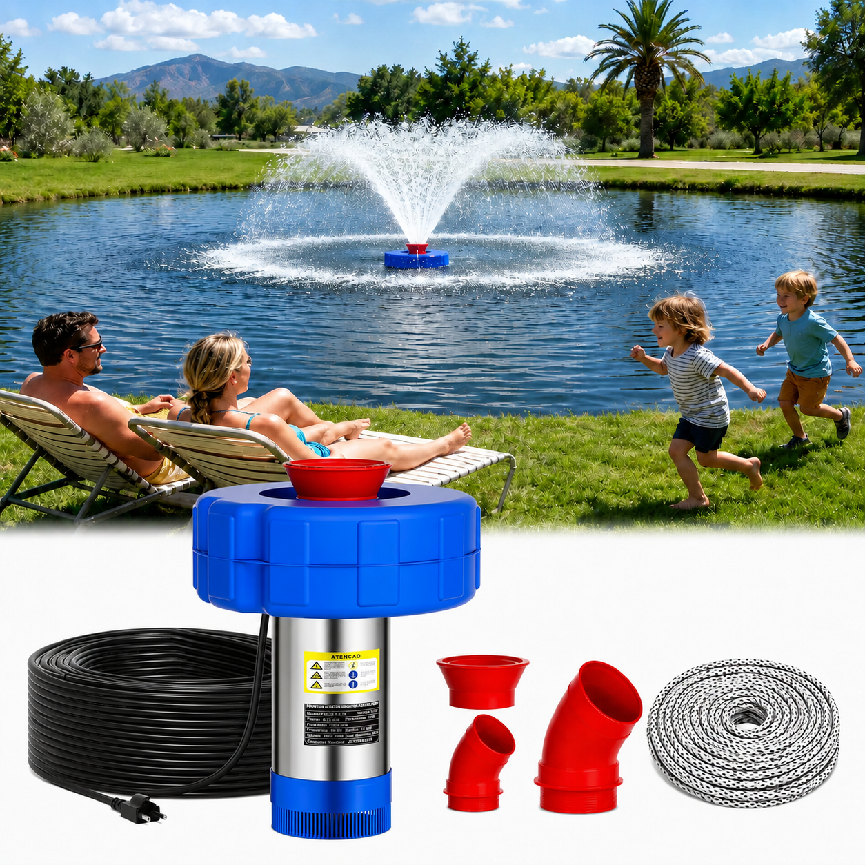 Mroace Fully Automatic Floating Fountain Aerator