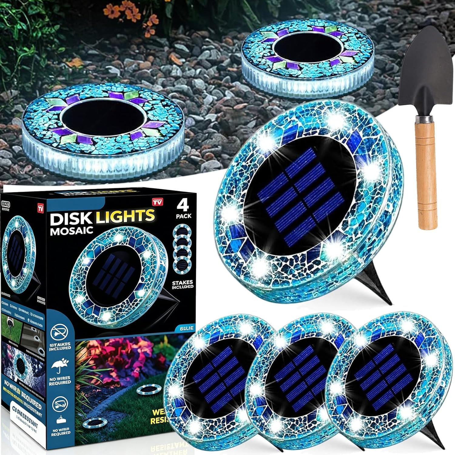 Mroace Waterproof Solar Mosaic Disk Lights
