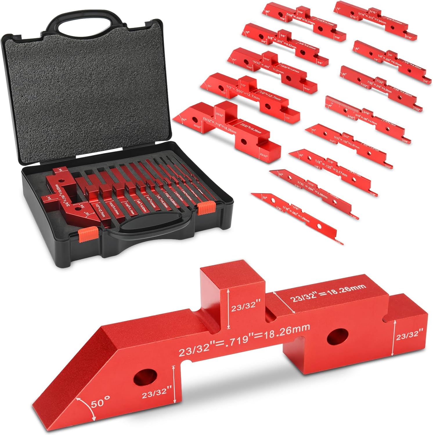 Mroace 14-Piece Precision Aluminum Setup Blocks for Woodworking