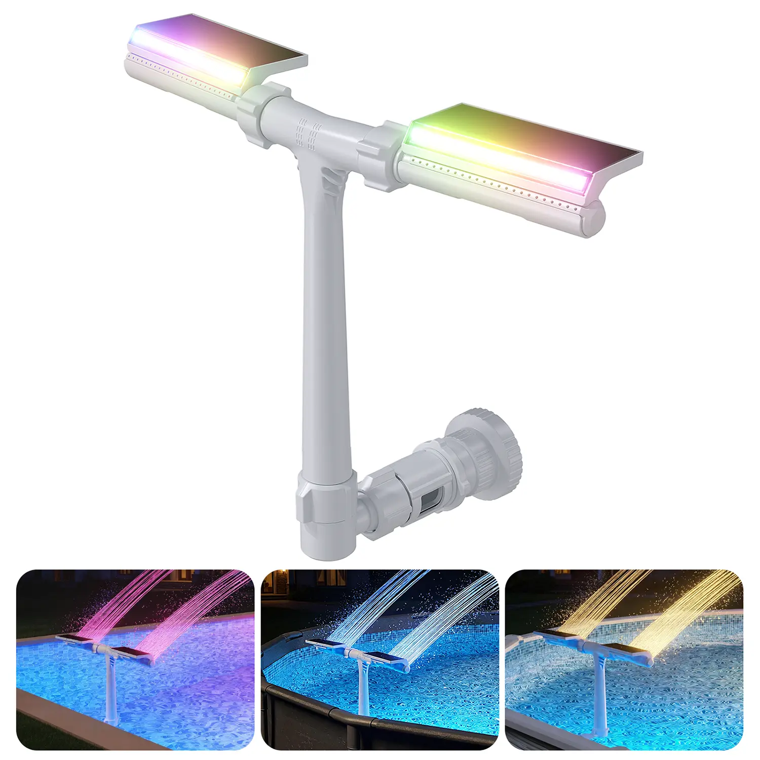 Mroace Light-Sensing Dual-Spray Solar Pool Fountain