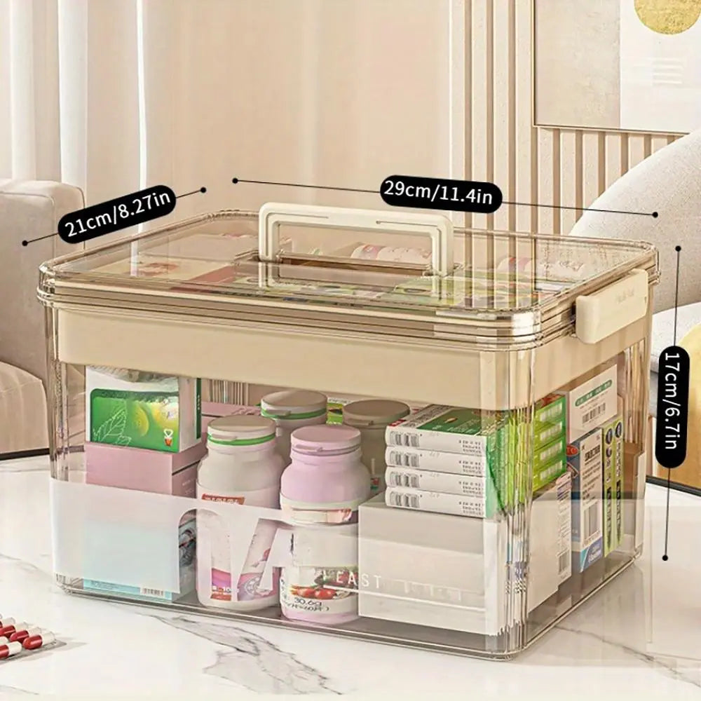 Mroace Large Capacity Portable Clear Medicine Storage Box