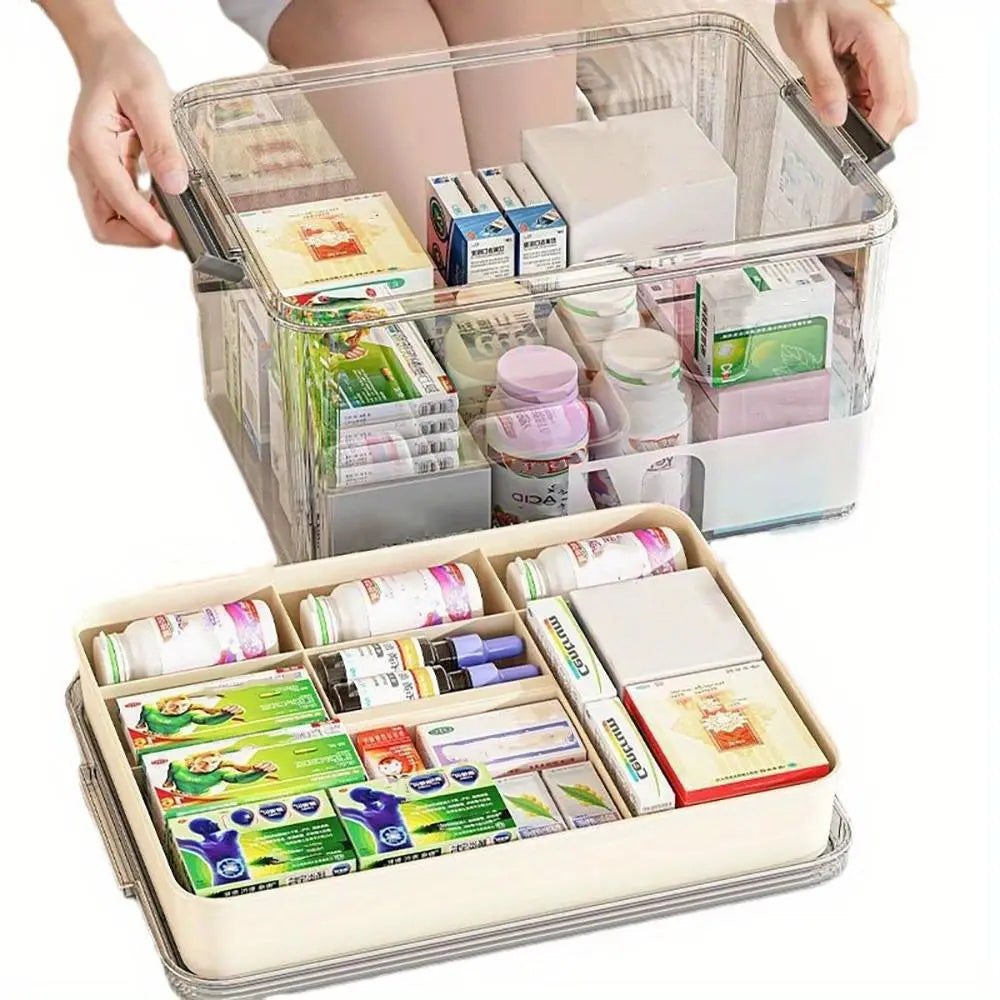 Mroace Large Capacity Portable Clear Medicine Storage Box