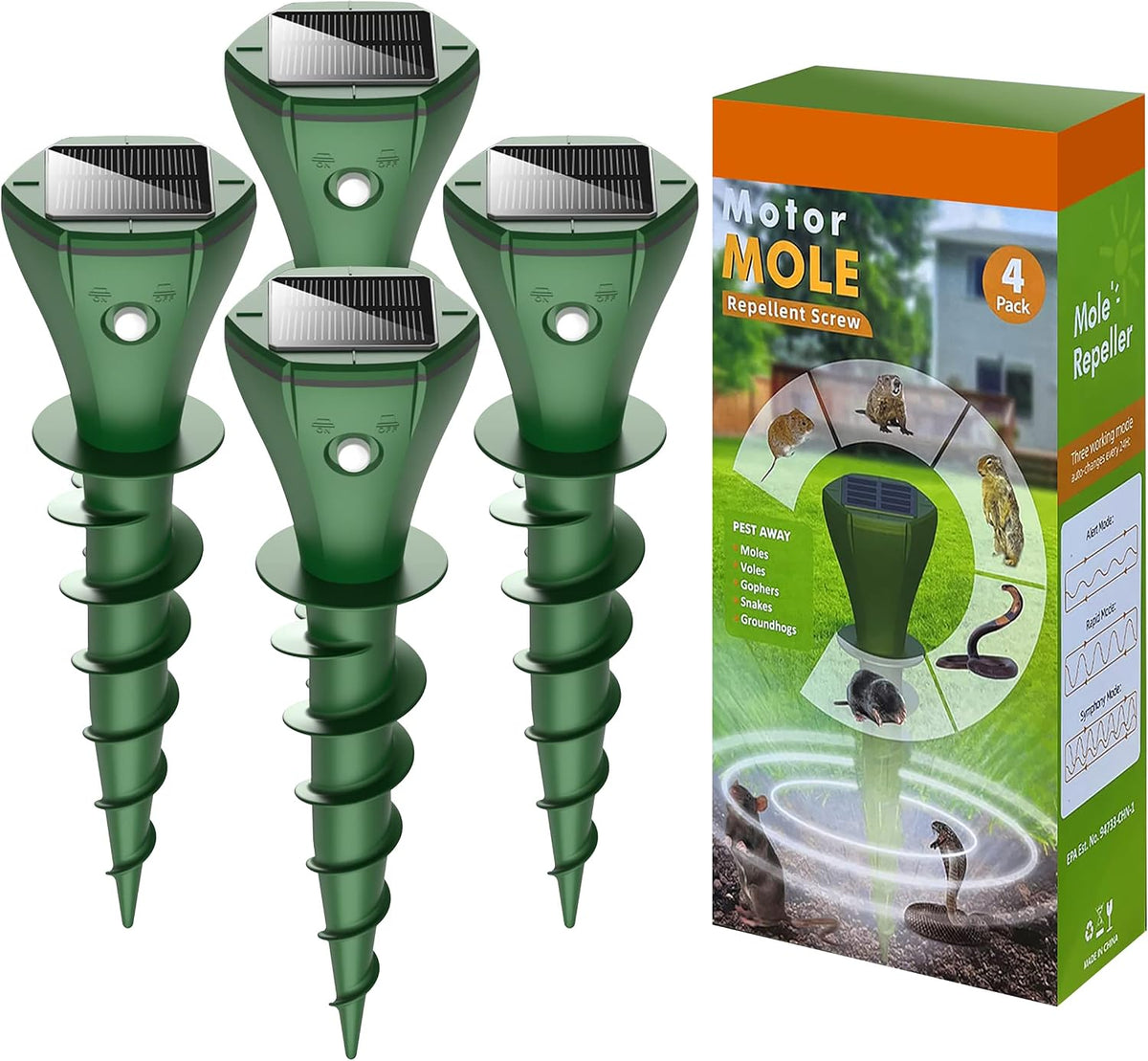 Mroace Outdoors Solar Powered Waterproof Screw Mole Repellent