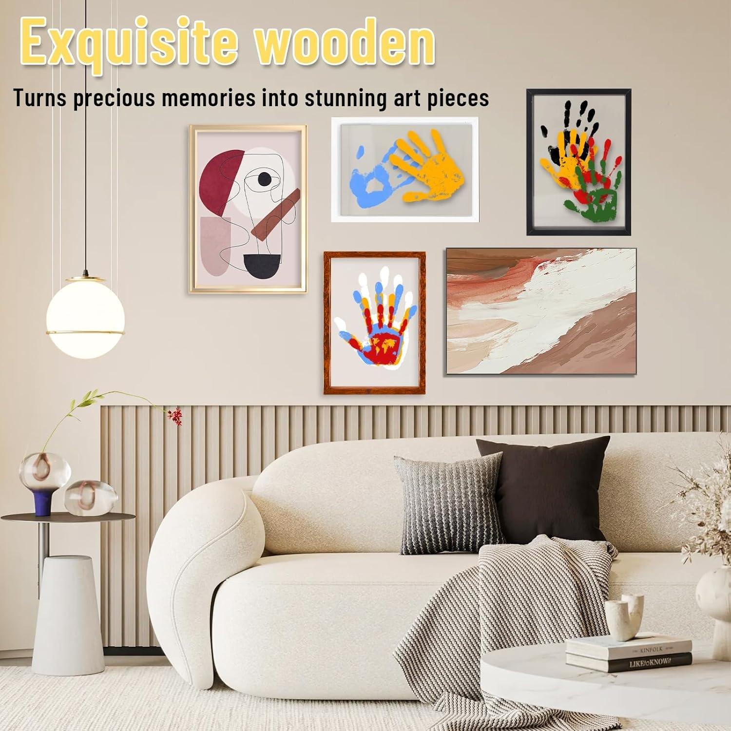 Mroace Wooden Transparent DIY Family Handprint Photo Frame Set