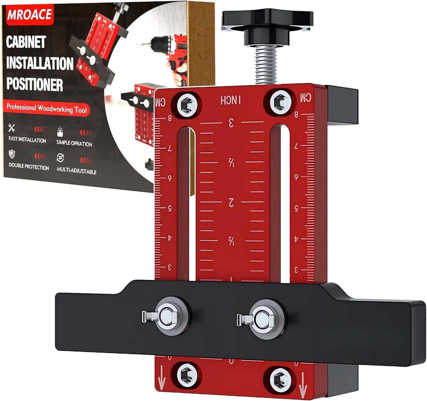 Mroace Aluminum Alloy Adjustable Cabinet Door Mounting Jig