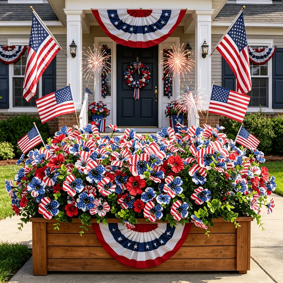 Mroace Patriotic Red White Blue Artificial Flowers