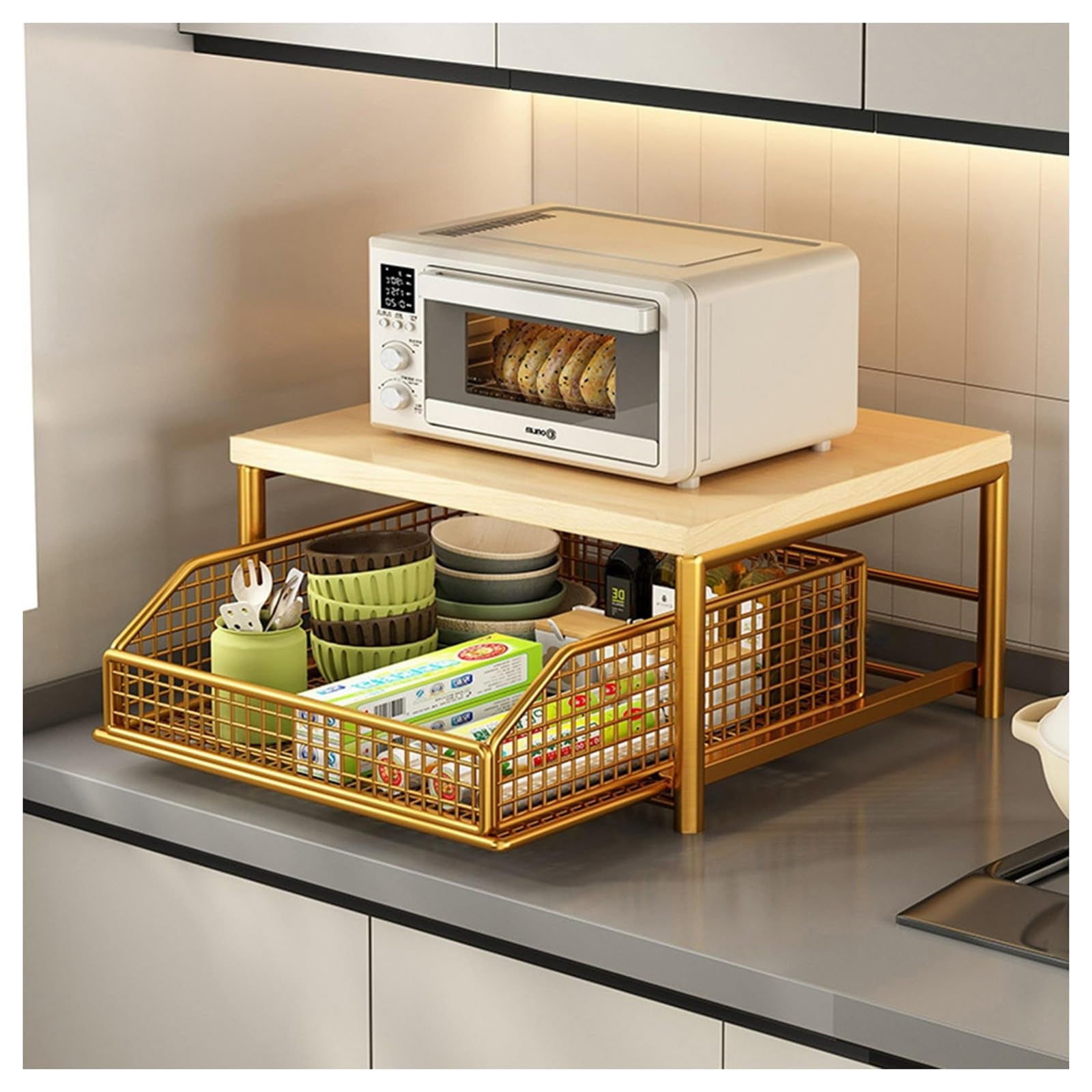Mroace Space Saving Microwave Storage Rack