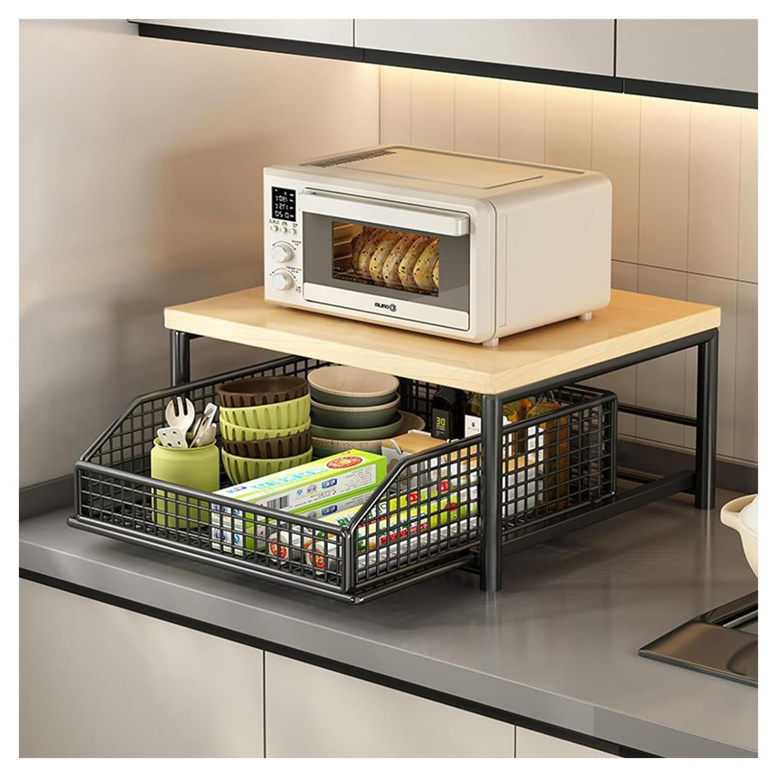 Mroace Space Saving Microwave Storage Rack
