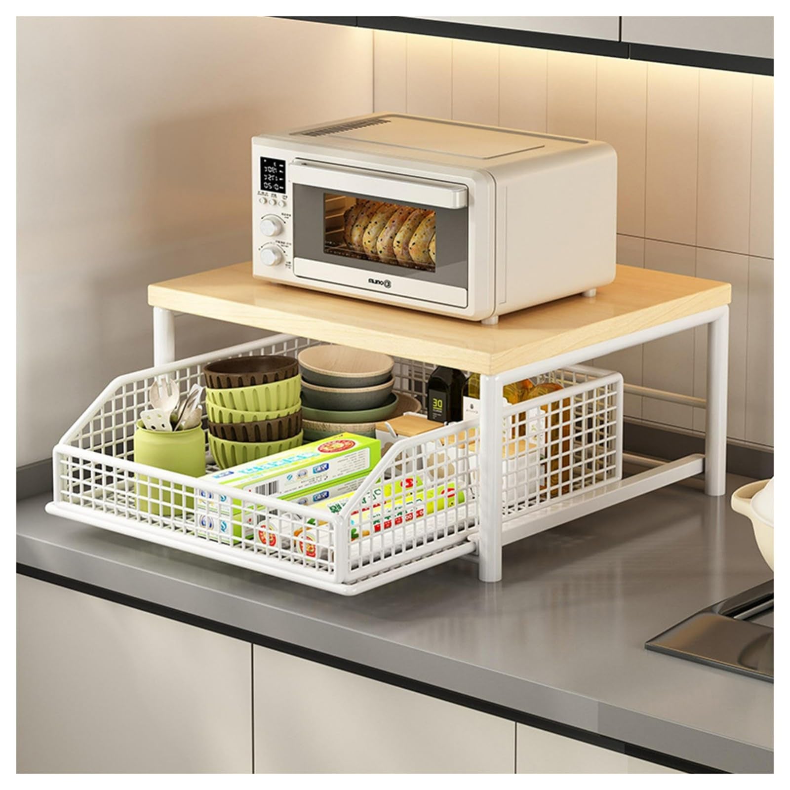 Mroace Space Saving Microwave Storage Rack