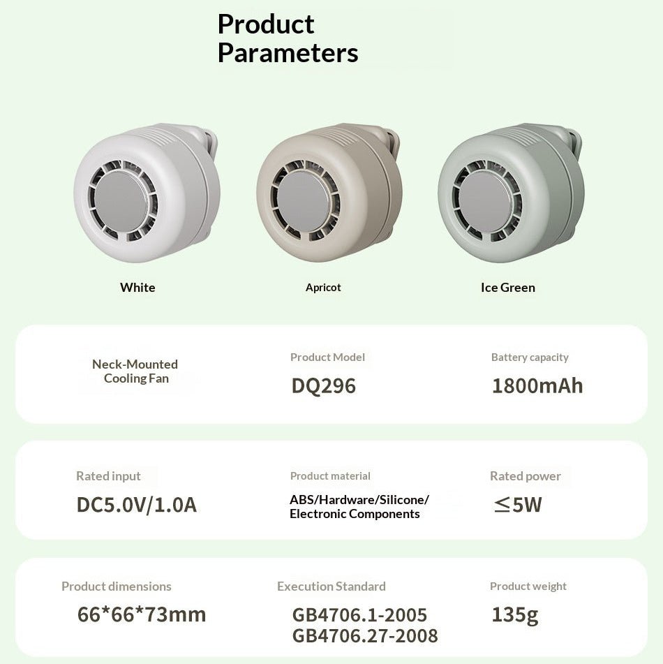 2026 New Portable Neck Cooling Fan, Mini Personal Fan with Rain-Clamping, Hands-Free for Desktop Outdoor Travel