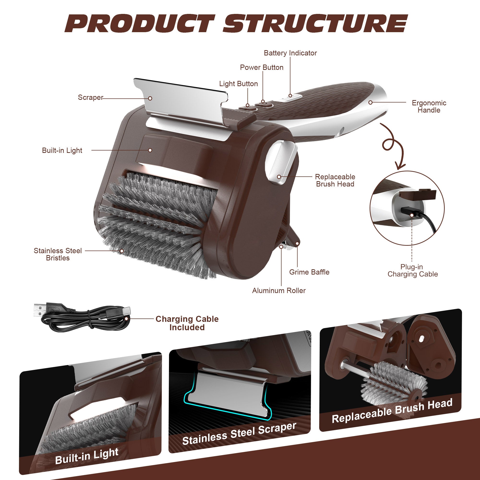 Mroace Electric BBQ Cleaning Brush