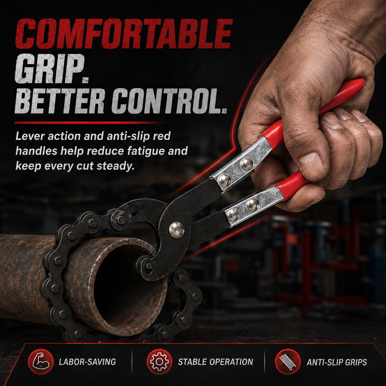 Mroace Heavy Duty Exhaust Pipe Chain Cutter Tool 3/4"–3-1/4"