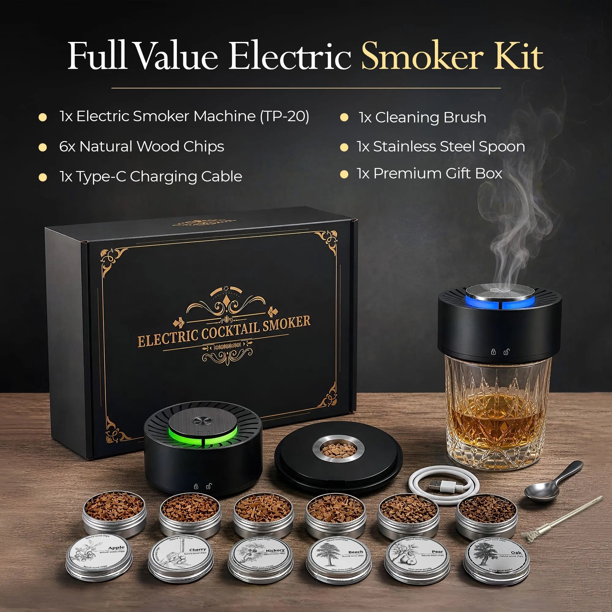 Mroace Rechargeable Electric Cocktail Smoker Kit