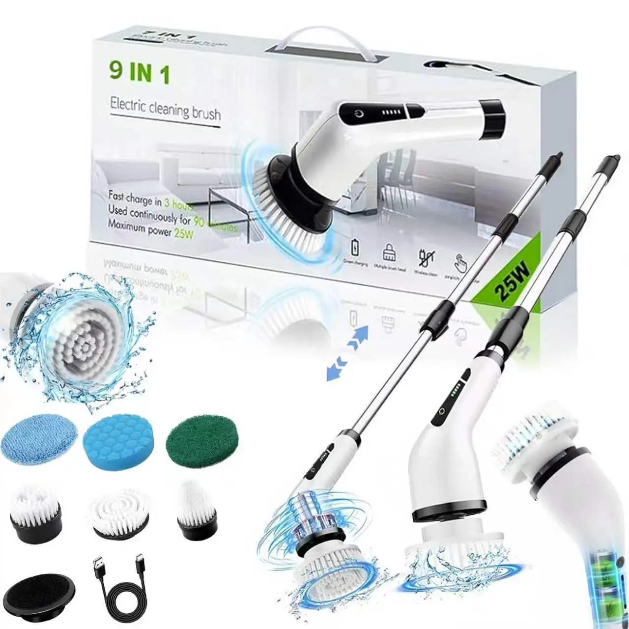 Mroace Cordless Multi Speed Electric Spin Scrubber