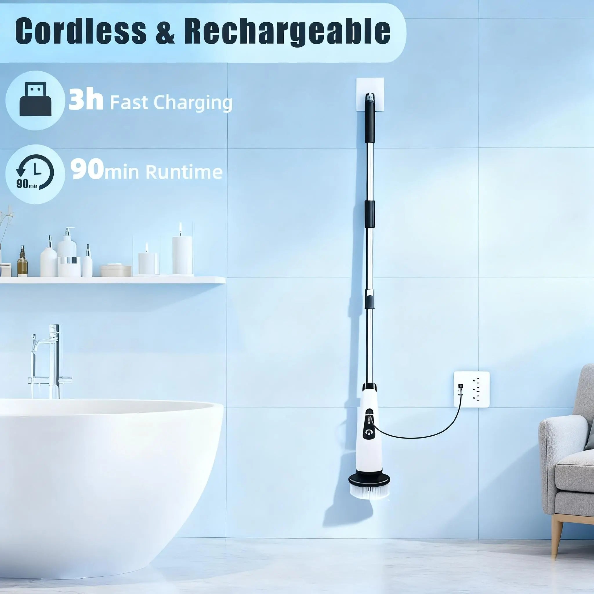 Mroace Cordless Multi Speed Electric Spin Scrubber