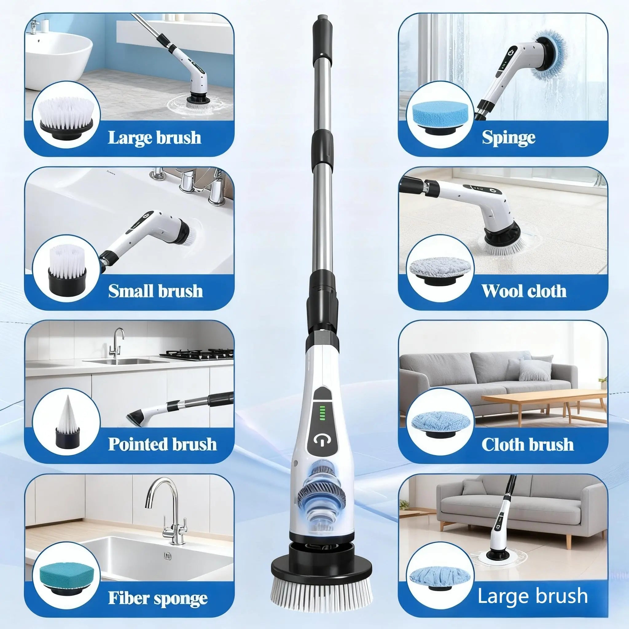 Mroace Cordless Multi Speed Electric Spin Scrubber