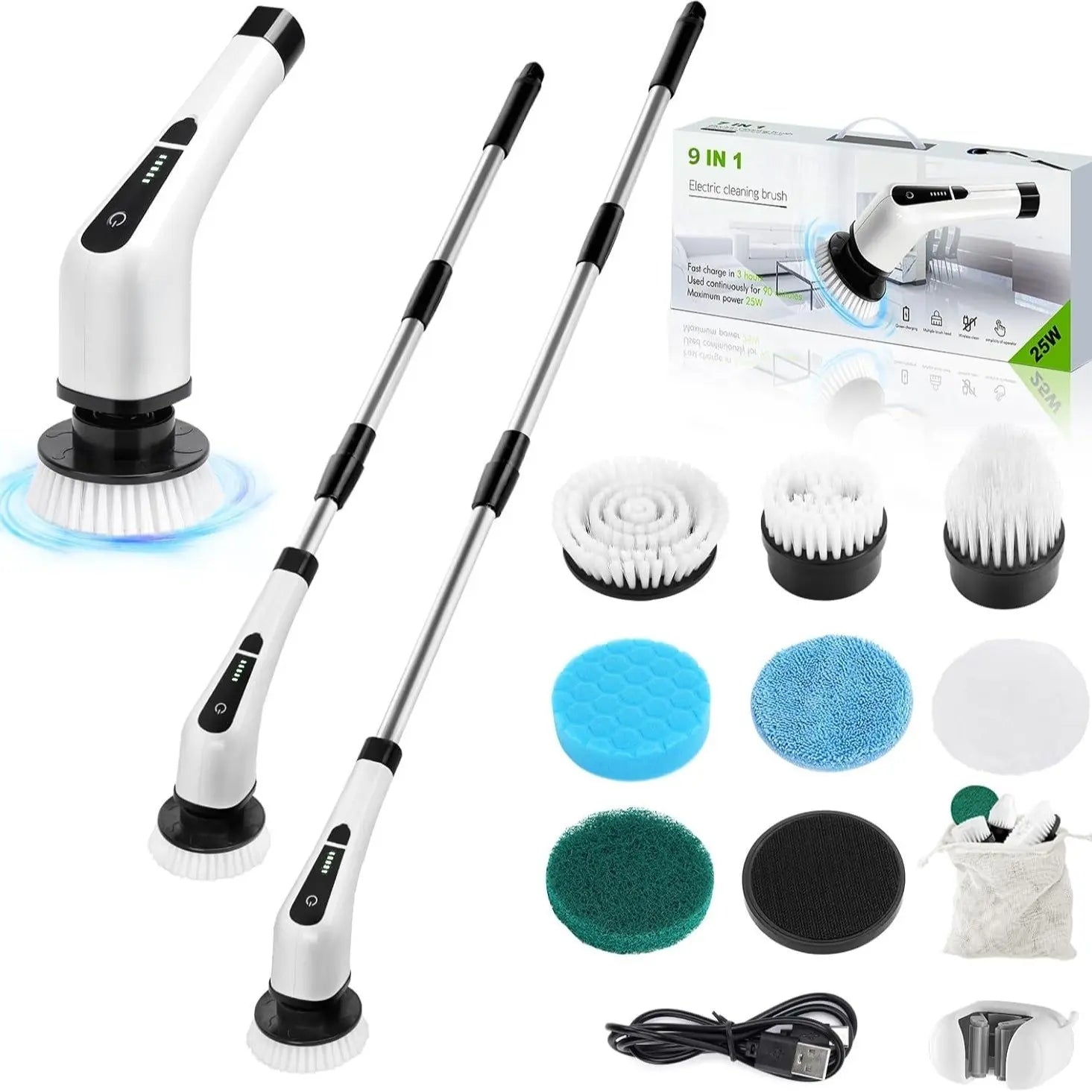 Mroace Cordless Multi Speed Electric Spin Scrubber