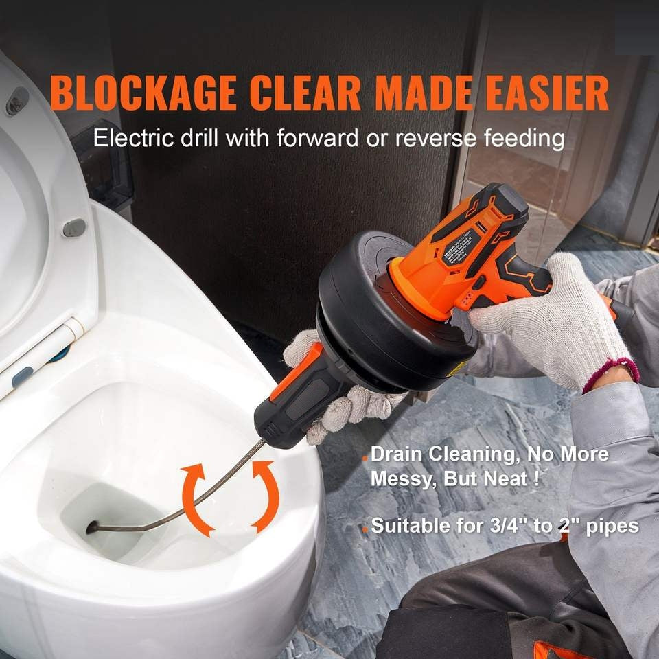 Mroace Cordless Automatic Feed Drain Auger