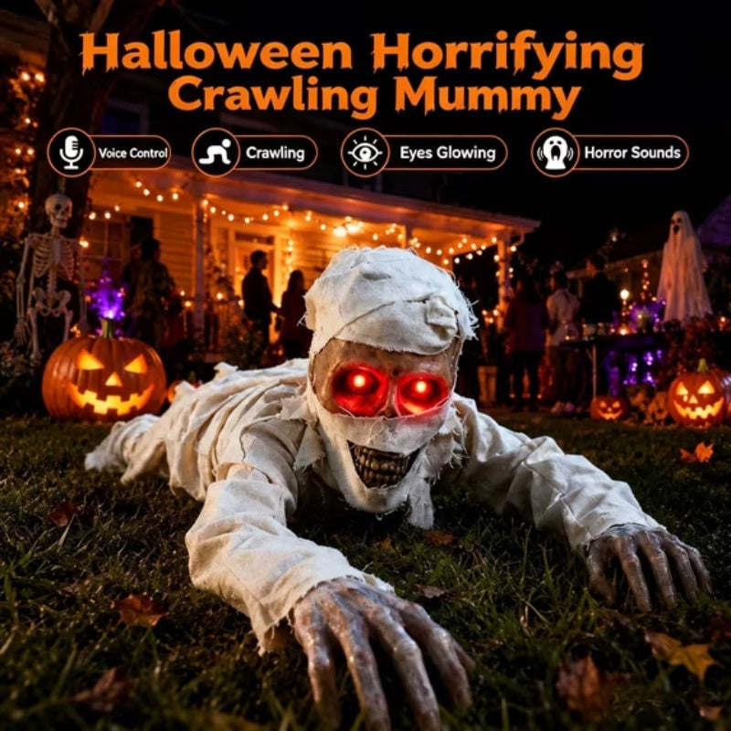 Mroace Sound Activated Crawling Mummy Decoration