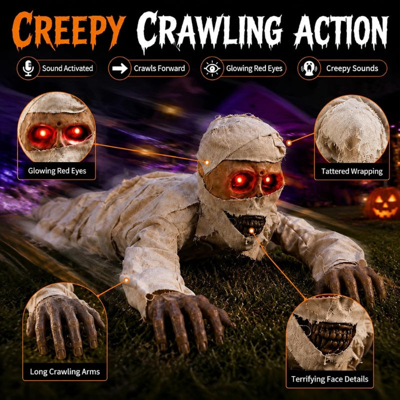 Mroace Sound Activated Crawling Mummy Decoration