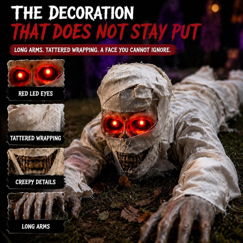 Mroace Sound Activated Crawling Mummy Decoration
