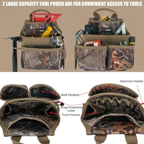 Mroace Heavy Duty Camo Tool Belt With Suspenders