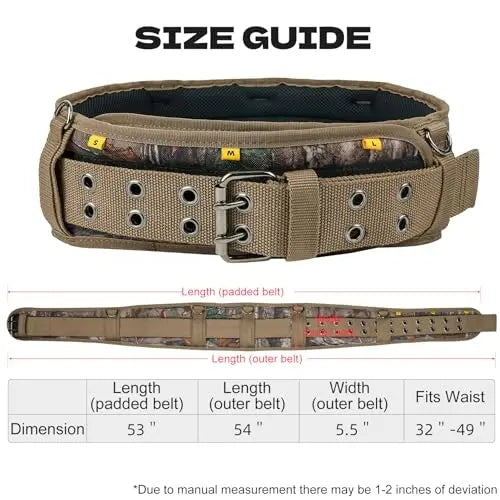 Mroace Heavy Duty Camo Tool Belt With Suspenders