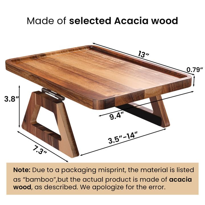 Mroace Folding Acacia Wood Couch Arm Tray