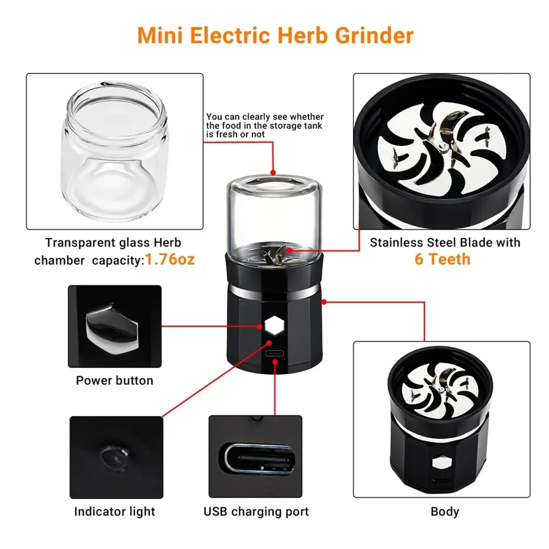 Mroace Portable Rechargeable Electric Coffee Grinder