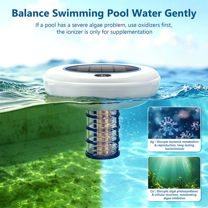 Mroace Solar Powered Pool Ionizer With LED Light